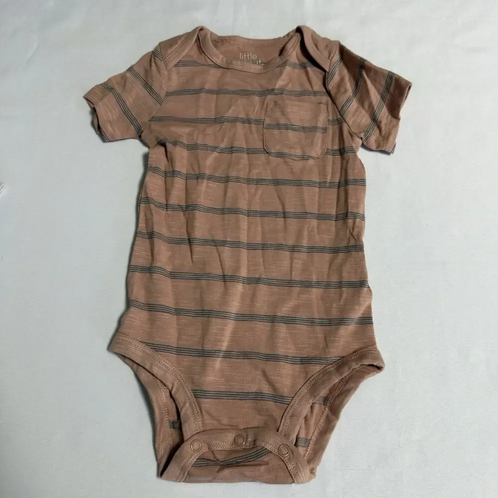 Little Planet Organic Cotton 3pc Bodysuit 18 Months Dinosaur Stripes Grey